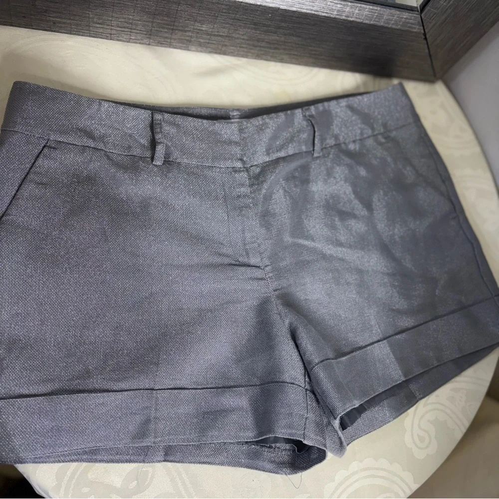 New York & Company Gray metallic Flat Front Shorts